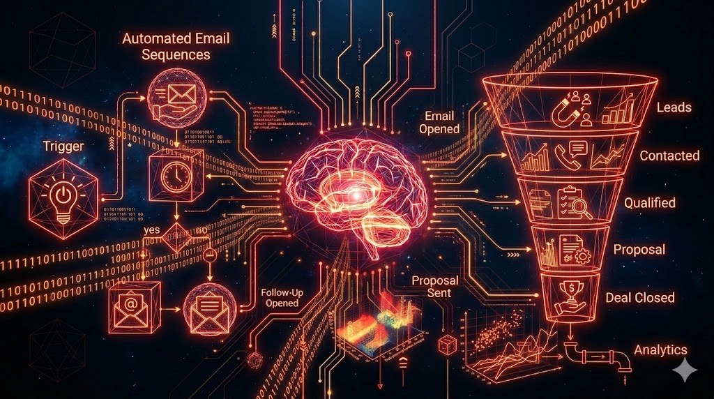 Rede neural de IA com análise preditiva e padrões de dados de machine learning para automação de marketing
