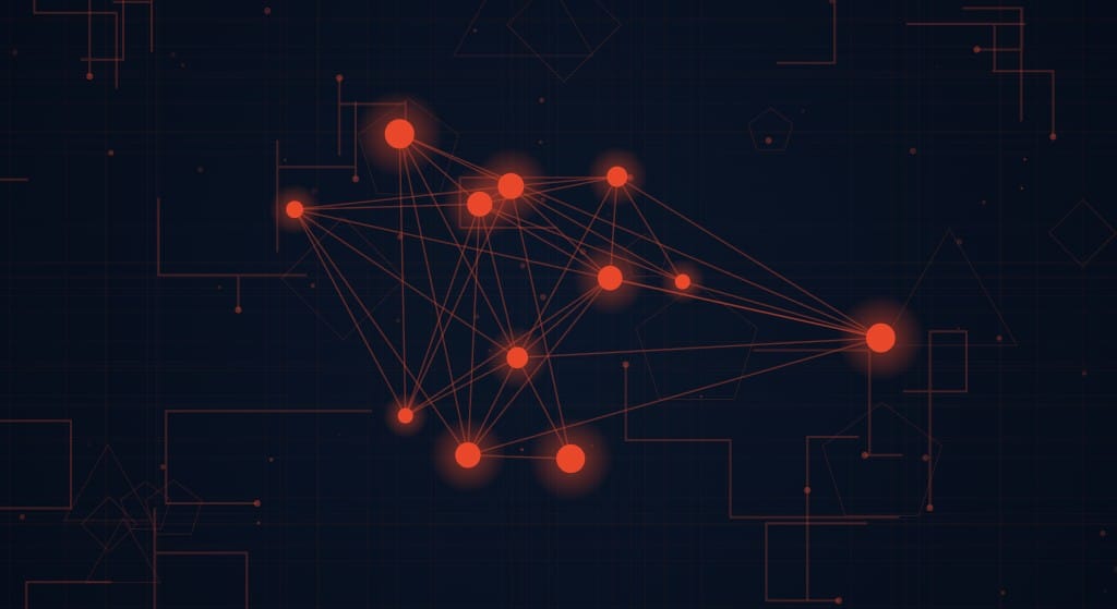 Rede neural de IA conectando dados para Account-Based Marketing