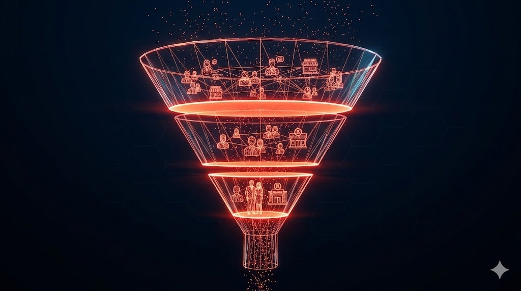 Funil de implementação de estratégia ABM com inteligência artificial