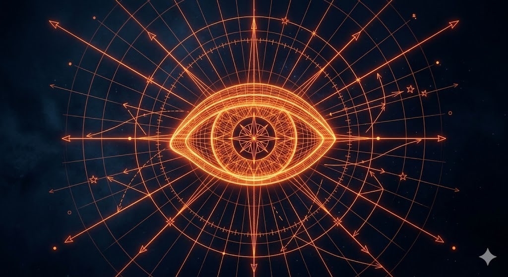 Comparação visual entre identidade visual desordenada e estratégica organizada com elementos geométricos coral