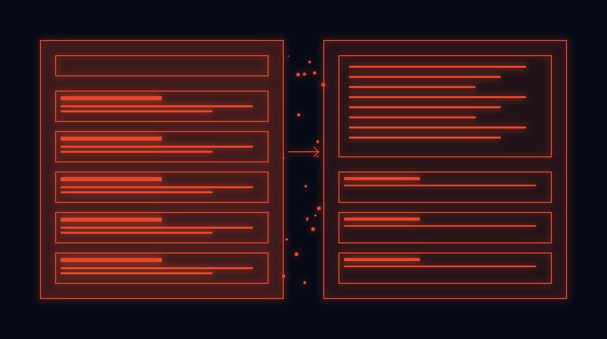 Comparação visual entre página de resultados de busca tradicional e painel de respostas generativas de IA